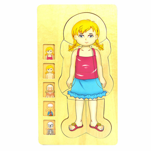 Wooden human body jigsaw puzzle (girl design) for children and nurseries - main view