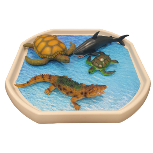 Colorful Sea Animal Toys on Tuff Tray - Enhancing Oceanic Exploration