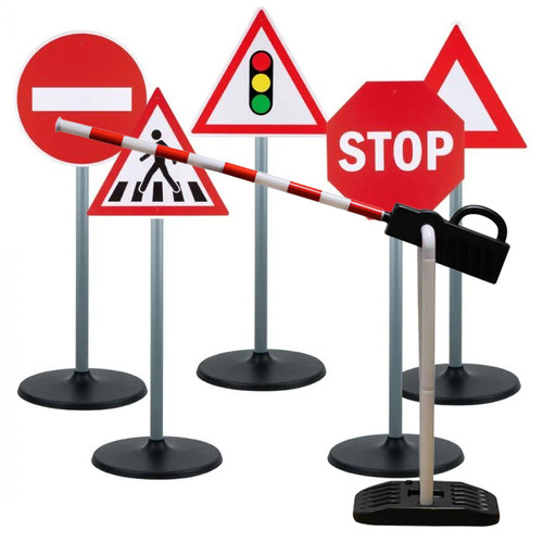 Road Safety Traffic Signs 5Pc & Parking Barrier Set.