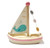 Wooden sailboat crafted from solid wood with a smooth finish, ideal for children's imaginative play.