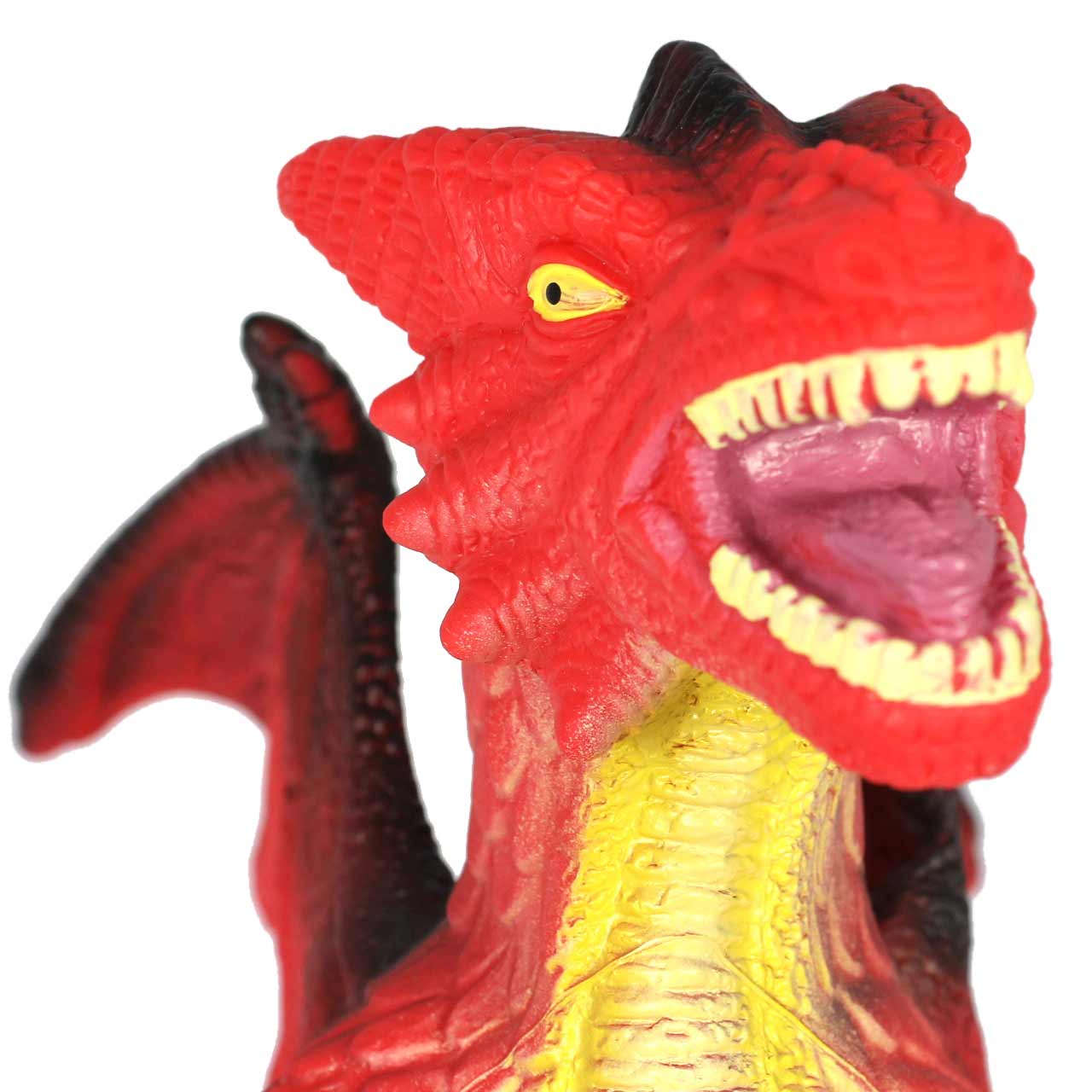 close up of red dragon toy