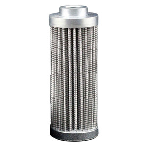 Hydraulic filter element with pleats and metal endcaps.