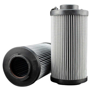 Hydac 0330R005BN3HC hydraulic filter replacement. Pleated filter with black end caps and metal handle on top.