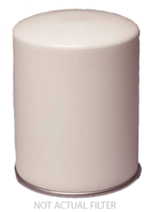 Gardner Denver 2116510 oil filter. White oil filter equivalent with gasket on bottom.