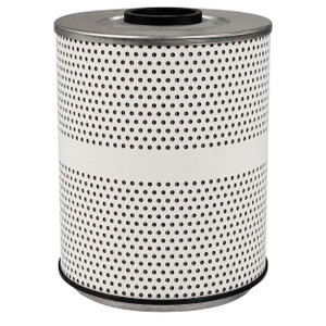 Ingersoll Rand 35110519 oil filter equivalent. Perforated outer casing with pleats inside. Metal end caps with black inlet/gasket on top.
