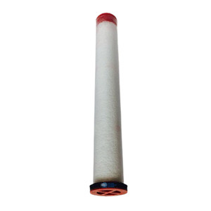 DELTECH 110E coalescing filter element. White filter media with red endcaps.