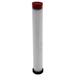 Deltec 110E coalescing filter. White filter media with red end caps.