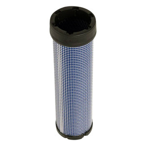 Air filter with blue filter media, white outher mesh, and black endcaps for Atlas Copco 1310-0303-10.