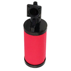 88342993 coalescing filter equivalent for Ingersoll Rand compressed air dryer. Red filter media with large top inlet section.