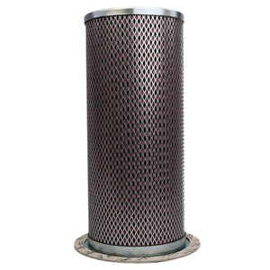 Air oil separator for United Air Filter S138D1198 separator filter. Perforated metal body with metal endcap. Top hat with staples shown on bottom.