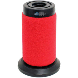 Hankison E9-16 coalescing filter equivalent. Red filter media with black base and black top end cap.