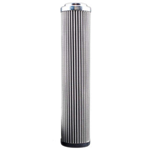 Pleated hydraulic filter with metal endcaps and top inlet