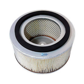 ROTAIR / WORLDAIR 162-576-S air filter. Pleated air filter with wire mesh, metal end caps, and black gasket on top. Bottom of filter element has small hole with gasket.