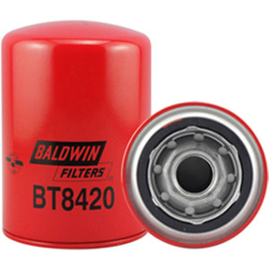 BALDWIN BT8420 Oil Filter. Red oil filter showing threads on bottom. 