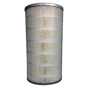 Gardner Denver 2118180 air filter. Off white filter media, wire mesh, metal end caps.