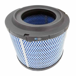 Gardner Denver 89874439 air filter equivalent. White filter media, blue outer wrap and black end caps.