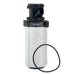 Domnick Hunter P020AA filter. Equivalent filter element with white filter media and black top inlet. Includes O-ring as shown.