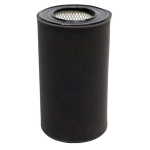 Pleated air filter with black end caps. Includes black pre-wrap.
