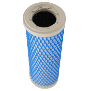 FINITE AU10-050X1 coalescing filter replacement. Open molded end caps with blue mesh.