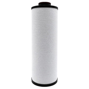 Keltec KP0500-P coalescing filter element. White filter media with black encaps and top  inlet.