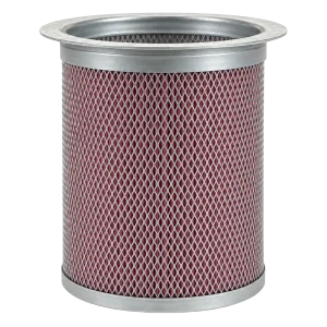 Sullivan Palatek KB08000-027 air oil separator. Reddish filter media with gasket on top and bottom of flange.