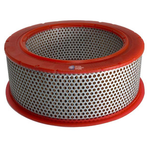 MANN Filter 45 075 54 166 air filter.  Pleated filter, metal mesh, red endcaps.
