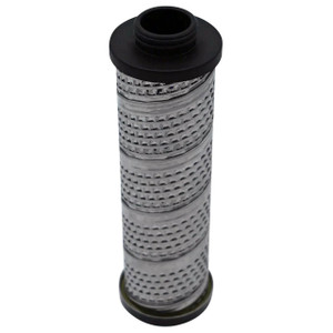 Atlas Copco QD060 coalescing filter replacement. Metal perforated body with black end caps and top inlet.