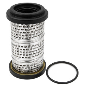 Zander 2010A coalescing filter equivalent with black end caps, a metal perforated body, and an O-ring.