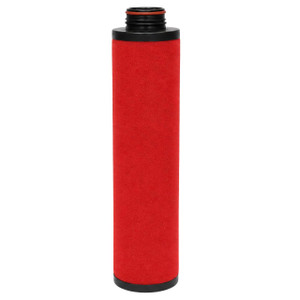 Ingersoll Rand 39240924 coalescing filter equivalent. Red filter media with black end caps. Top inlet has threads and O-ring.