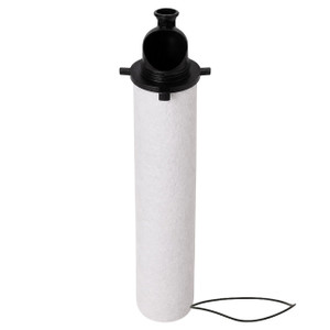 Sullair 2250153-308 coalescing filter replacement. White filter media with black top inlet and O-ring.