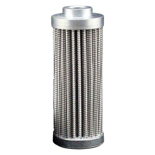Hydraulic filter element with pleats and metal endcaps.