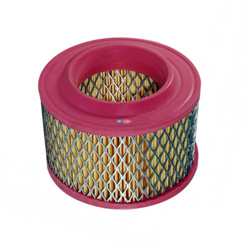 ALUP 50344751 air intake filter. Pink end caps with pleated filter media and outer wire mesh.