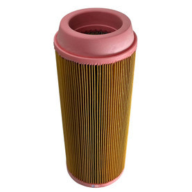 Atlas Copco 1604-2230-00 air filter. Pleated air filter with pink top inlet.