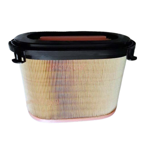 Oval shaped 23676455 pleated air filter with large black inlet section and pink center.
