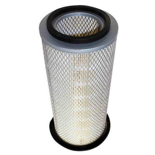 Quincy 2013400449 air filter element. Aftermarket pleated air filter with top metal gasket and integrated gasket. Air filter has black base.