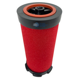 7000910 coalescing filter for Gardner Denver compressor and air dryer. Red filter media, black end caps, gasket on top.