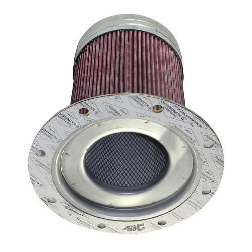 Aftermarket Sullivan-Palatek KP08000-022 air oil separator. Pleated separator filter with top hat inlet flange shown on bottom.