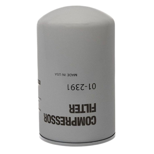01-2391 Compressor Oil Filter. White spin-on oil filter showing part number 01-2391.