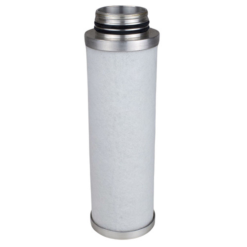 1C121264 coalescing filter with white filter media, metal end caps, and top inlet with O-Rings.