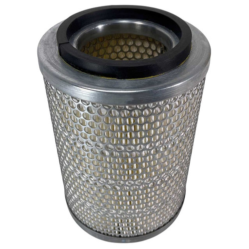 Pleated air filter with metal end caps and perforation. Replaces Ingersoll Rand 92923606 air filter.