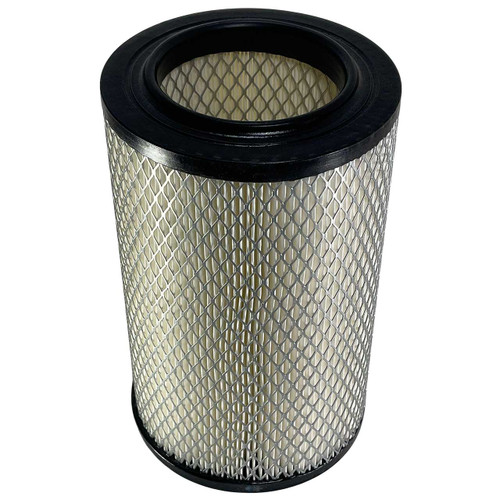 Pleated air filter for Quincy air compressors. Wire mesh interior and exterior with black end caps and top inlet section. Replaces Quincy 2013401992 air filter.