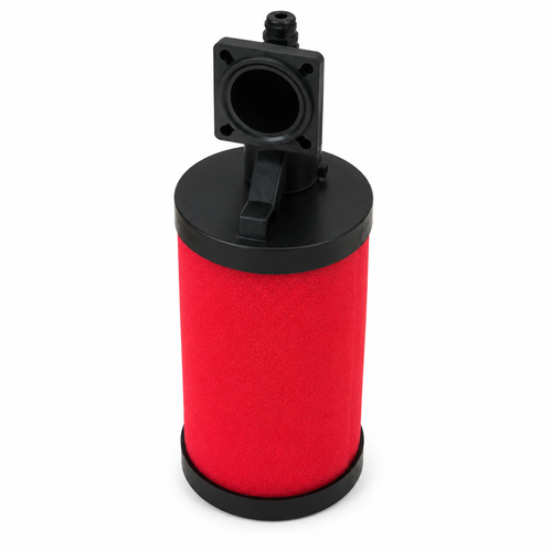 38032405 coalescing filter equivalent for Ingersoll Rand air dryers and compressors. Red filter media with black top inlet section.