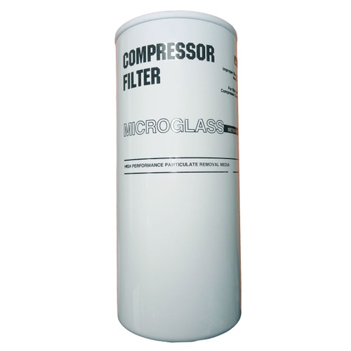 Sullair 02250049-821 oil filter replacement. Tall white spin-on oil filter for Sullair air compressors.