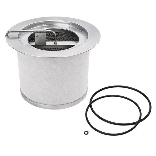 KV115-033 air/oil separator equivalent. White filter media, metal oil tube on flange side, and O-rings.