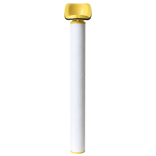 Hankison U3-17 coalescing filter replacement. White filter media with yellow end caps and large top inlet.