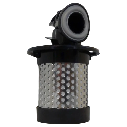 KPQD7+ activated carbon filter element replacement. Unique top inlet with gasket and perforated metal body.