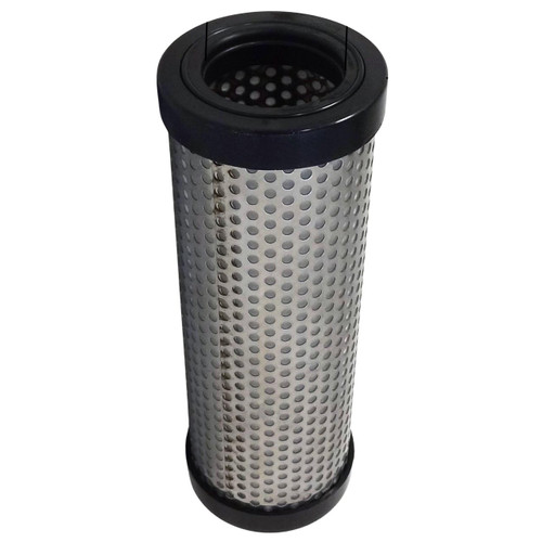 Kaeser VF100 coalescing adsorber filter element replacement. Perforated metal outside with black end caps.