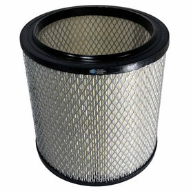 AIR MAZE 8DM-007 air filter element equivalent. Shown with pleats, wire mesh and black end caps.