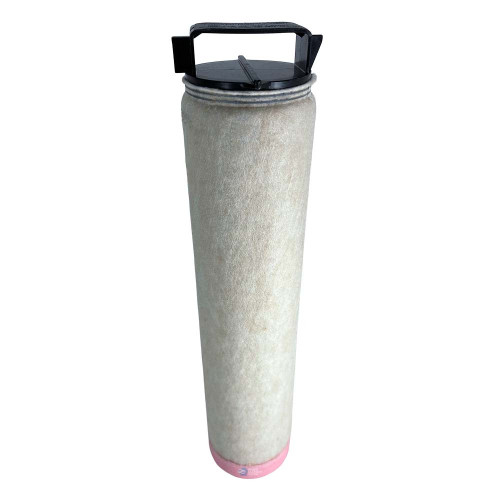 MANN FILTER 45 300 55 109 air filter equivalent. White filter media, pink bottom endcap, black top handle. 