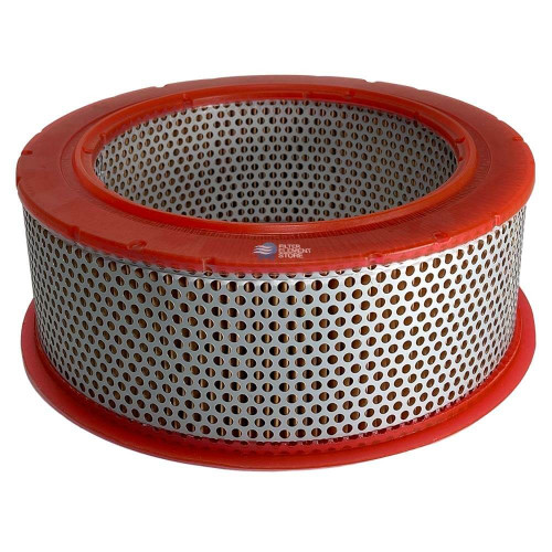 FINI 17010000 Air Filter Element. Red end caps with metal perforated exterior.